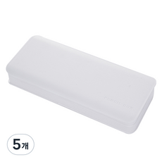 특별한상점 무지 반 투명 파스텔 사각 플라스틱 필통, 화이트, 5개