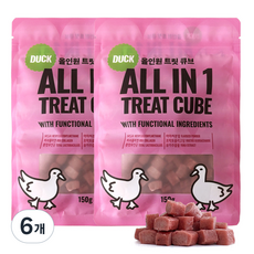 야아부르니 강아지 간식 올인원 노즈워크 져키 트릿 큐브, 150g, 6개, 오리