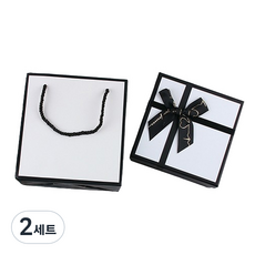 OLBES 高級緞帶包裝禮物盒 + 提袋組 5號, 白色, 2套