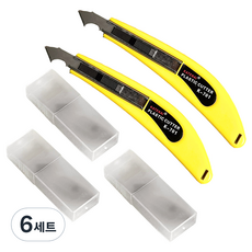 카테나이 아크릴 커터칼 2p + 기본칼날 6p + 추가칼날 30p 세트, 노랑, 6세트