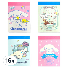 산리오 시나모롤 러브잇 핸디 떡메모지 세트, 혼합색상, 16개, 60매