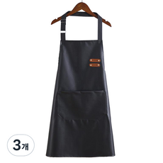 씨오브비 심플 방수 주방 작업 앞치마, 블랙, 3개