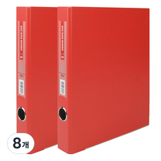 MiDAS HYUNPOONG D型環活頁夾 附名牌 3孔 3cm A4, 紅色, 8個