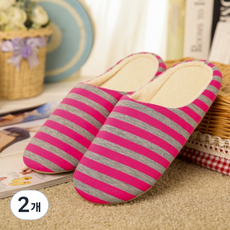 條紋柔軟室內拖鞋, 桃紅色