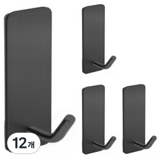 Begin to all 多用途304不鏽鋼黏貼式掛鉤, 12個, 黑色