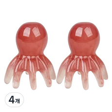 便攜式章魚頭皮按摩刷, 4個, 粉紅色