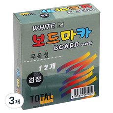 TOTAL White Board 白板筆 12p, 黑色, 3個