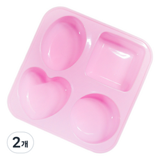 素面4款4孔模具, 淺粉色, 2個