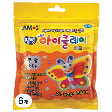 아모스 탱탱 아이클레이 파우치 2500 (1개입), 주황, 50g, 6개