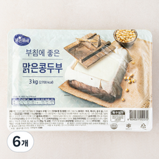 맑은물에 부침에 좋은 맑은콩 두부, 3kg, 6개