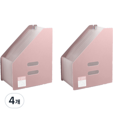 댓츠댓 아코디언 문서정리 대용량 서류폴더 세로형, 핑크, 4개