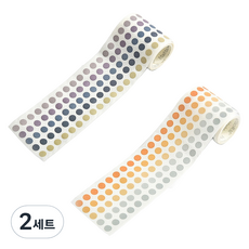 OLIVEPARTY 粉彩捲筒貼紙 圓點 圓形 手帳裝飾 貼紙 捲筒貼紙 2款套組, B + C, 2套
