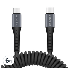 옵시디언 차량용 USB C to C 핸드폰 스프링 코일 PD 초고속 충전케이블 60W 3A, 70cm, 6개