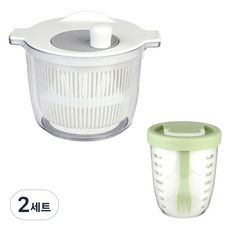 plala 蔬菜脫水器 + 便攜式沙拉碗套組, 綠色, 2套