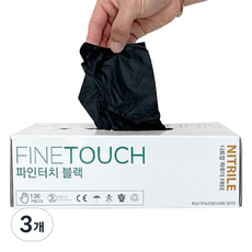 파인터치 라텍스 니트릴장갑 100p, 100개입, 대(L), 3개