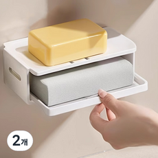 깔꼼샵 免鑽孔浴室清潔肥皂架, 白色, 2個