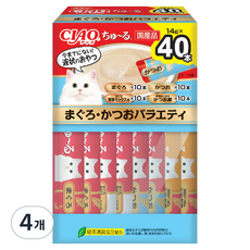 챠오츄르 고양이 버라이어티 짜먹는 간식 40p, 혼합맛(참치/가다랑어), 560g, 4개