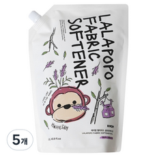 케이맘 랄라포포 유아용 섬유유연제 자작나무향 리필, 1.3L, 5개