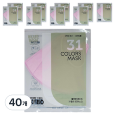 블루본 베이직 31컬러 마스크 특대형 KF80, 베이비핑크, 40개, 1개입