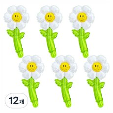 Party09 雛菊長柄氣球, 白色, 12個