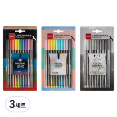 라인플러스 라인웍스 화인라이너 블리스터 0.3mm 10색 오리지날 + 파스텔 + 블랙 세트, 혼합색상, 3세트