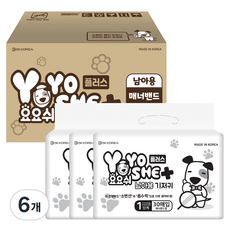 요요쉬 강아지 남아용 대용량 플러스 기저귀 1단계, 미니, 30개입, 6개