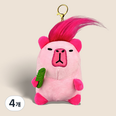 DADALAND 俊男美女水豚毛髮玩偶包包吊飾鑰匙圈, 12cm, 4個, 粉紅色