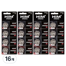 힘 리튬이온 코인 건전지 CR2032, 4개입, 16개