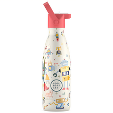 COOL BOTTLES 雙層不鏽鋼真空保溫杯, 1個, 350ml, 混亂的機器人