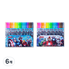 어벤져스 18색 사인펜, 랜덤발송(디자인), 6개