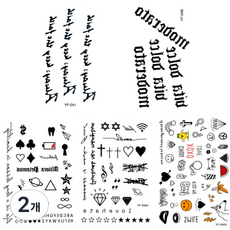 黃群通商文字紋身貼紙, 混色, 2個