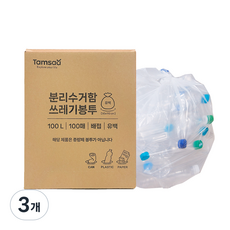 탐사 분리수거 쓰레기봉투 배접 유백 100p, 3개, 100L