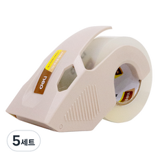 deLi 得力 小型切割器 30040 + 封箱膠帶補充包 48mm x 40m 組, 5套, 米色(切割器)