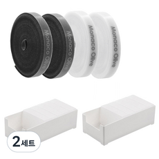 모나코올리브 슬라이딩포켓 케이블 선 정리함 10p + 전용 트레이 중형 2p + 벨크로타이 2종 x 2p 세트, 반투명(정리함), 화이트(트레이), 화이트, 블랙(타이), 2세트