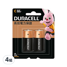 DURACELL 金頂 金霸王鹼性電池 2號，電力持久穩定，無添加水銀，環保安全, 2顆, 4組