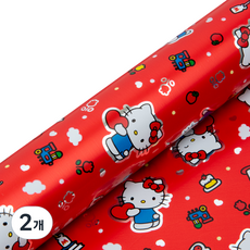 산리오 헬로키티 메탈롤 포장지 대, 레드, 2개