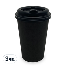 투고팩 로앤 블랙 종이컵 390ml + 타공 뚜껑, 100개입, 3세트