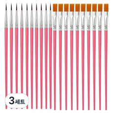 마르벨리스 아크릴 패인팅 수채화 브러시 라운드붓 10p + 플랫붓 10p 세트 핑크, 3세트, 16.3cm, 16.7cm