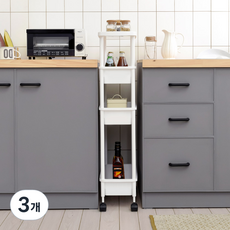 BONOHOUSE 韓國製造 輕巧纖薄 縫隙收納推車 4層, 白色, 3個