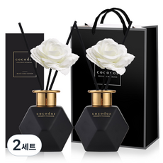 코코도르 블랙골드 에디션 디퓨저 2p + 비누꽃 스틱 2p 세트, 블랙체리, 400ml, 2개