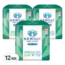 뉴데이 남성용 언더웨어 울트라슬림 성인기저귀, 대형, 9매입, 12세트