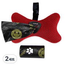 퍼피아 강아지 소프트 매쉬 배변봉투 디스펜서백 + 배변봉투 30p 세트, 레드(가방), 블랙(봉투), 2세트