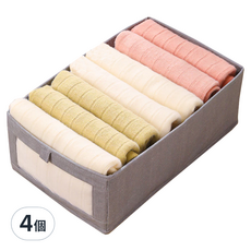 小麥購物 棉麻收納盒 C387 255g, 灰色, 4個