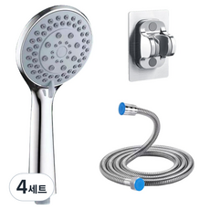 4단 빅홀 고수압 샤워기 세트, 실버, 4세트