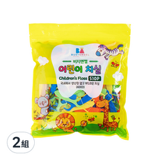 BUSYANGEL 兒童牙線棒 Set 400D線 柔軟細緻 色彩繽紛 大人小孩適用, 510P, 2組, 7cm