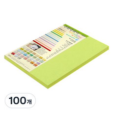 종이문화 레인보우카드 두꺼운 양면카드지 205g 09 브라이트그린, A4, 100개