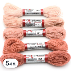 JoyJasu Appleton 羊毛繡線 5件組, 5套, 202, 203, 204, 205, 206
