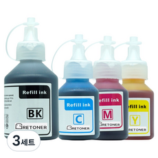 탑젯 브라더 BT6000BK / BT5000 호환잉크 4종 세트, 검정, 파랑, 빨강, 노랑, 3세트