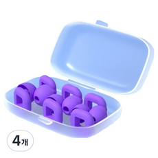 Misoroun 飛機用睡眠矽膠耳塞 方形一體式 紫色 + 收納盒, 4個, 3副