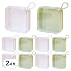 파라다이소 뷰티 사각 납작 팩트 휴대용 퍼프 케이스 2종 x 5p 세트, 2세트, 화이트그린반반